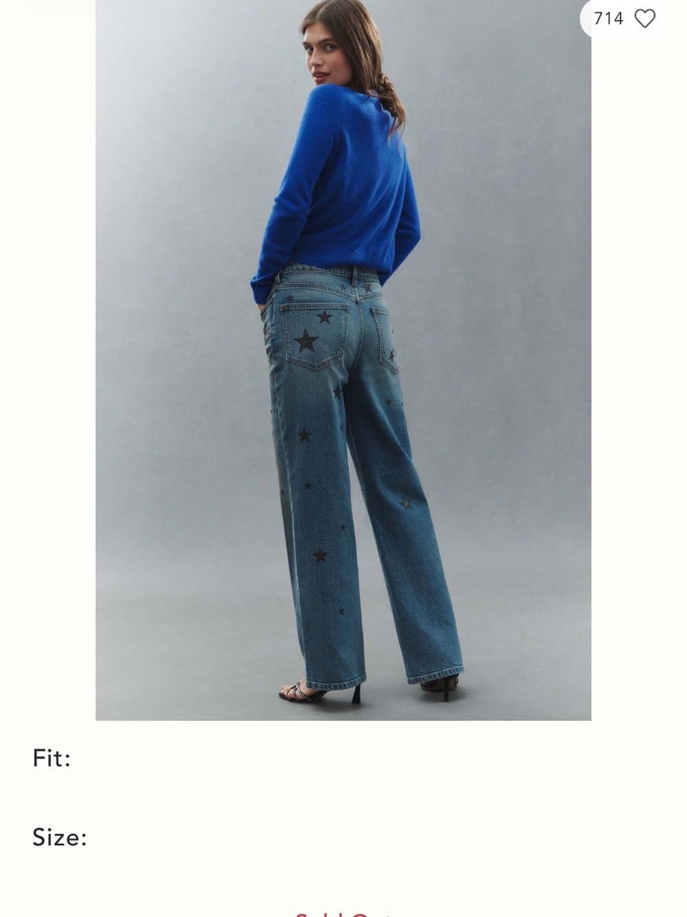 Pilcro High Rise Star-Print Blue Denim Jeans - Picture 7 of 7